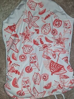 Caribbean Joe White One-Piece Swimsuit with Coral Sea Life Print